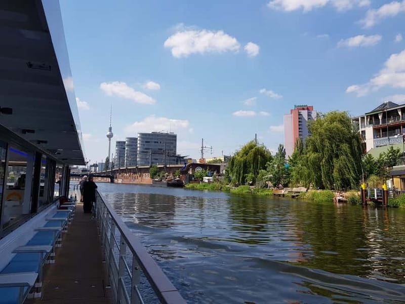 Berlin: East Side Gallery Spree Cruise in a Solar Catamaran - East Side Gallery from the water, and why it hits harder on a river