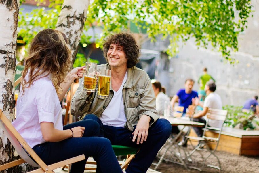 Berlin's Alternative Side: The Urban Jungle Tour - Urban Spree beer garden stop, and the Berlin rhythm of an evening out