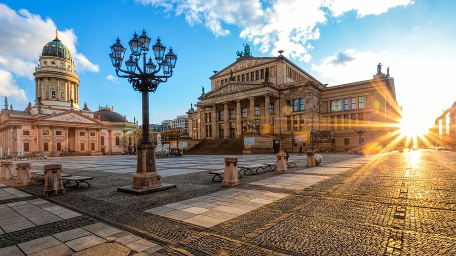 Berlin: the treasures of berlin - walking tour - Gendarmenmarkt finale: French and German Cathedrals in one finish zone