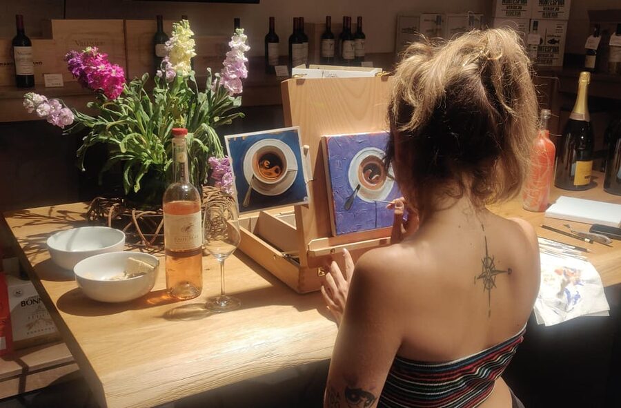Berlin: Wine on Canvas - Paint Workshop and Wine Tasting - The wine tasting part, from white to rosé to red (and alcohol-free choices)